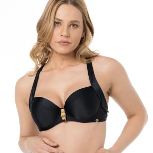 Top Meia Drapeada Larga Liso Preto